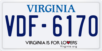 VA license plate VDF6170