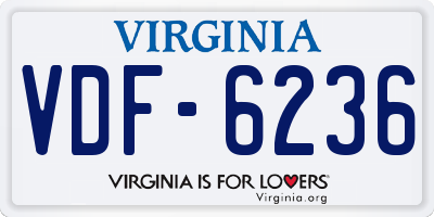 VA license plate VDF6236