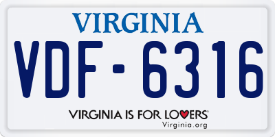VA license plate VDF6316