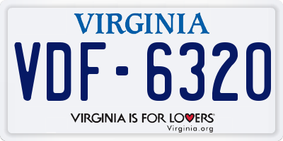 VA license plate VDF6320