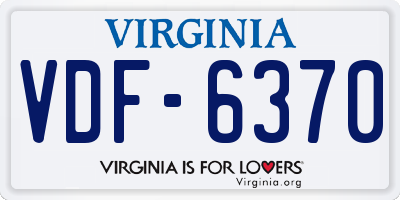 VA license plate VDF6370