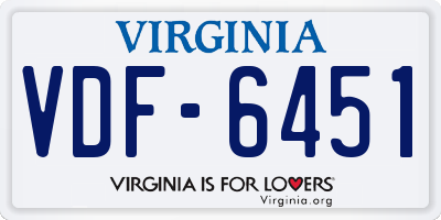 VA license plate VDF6451