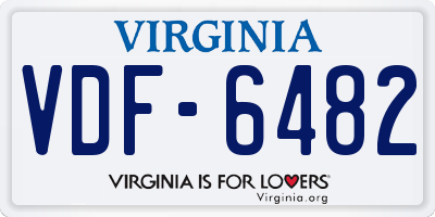 VA license plate VDF6482