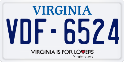 VA license plate VDF6524