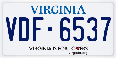 VA license plate VDF6537