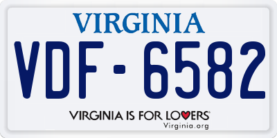 VA license plate VDF6582