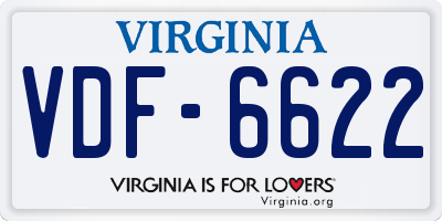 VA license plate VDF6622