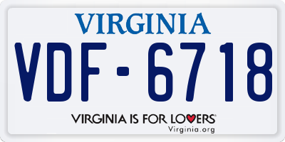 VA license plate VDF6718