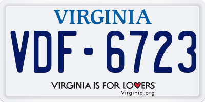 VA license plate VDF6723