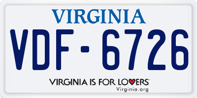 VA license plate VDF6726