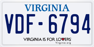 VA license plate VDF6794