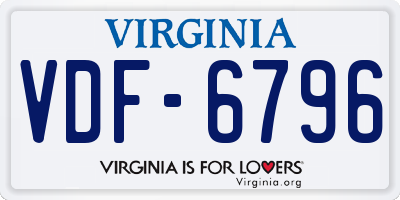 VA license plate VDF6796