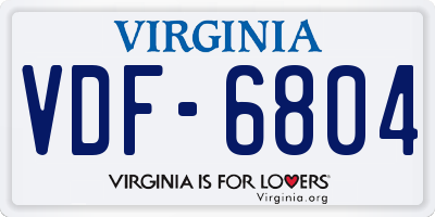 VA license plate VDF6804