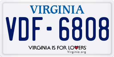 VA license plate VDF6808
