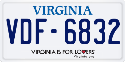 VA license plate VDF6832