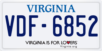 VA license plate VDF6852