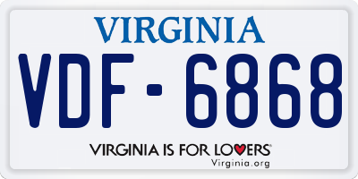 VA license plate VDF6868