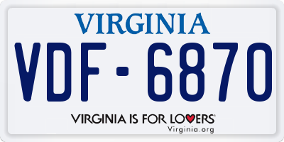 VA license plate VDF6870