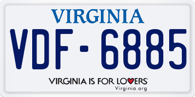 VA license plate VDF6885