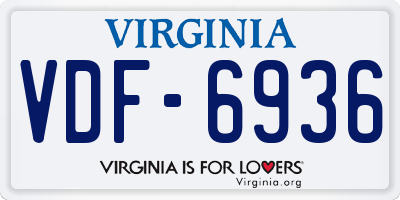 VA license plate VDF6936