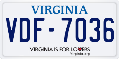 VA license plate VDF7036