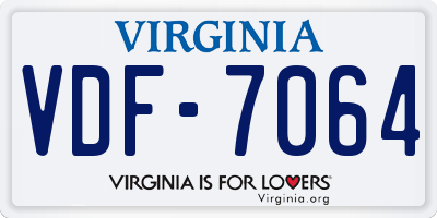 VA license plate VDF7064