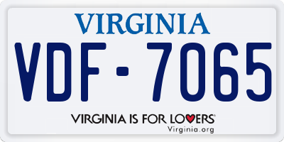 VA license plate VDF7065