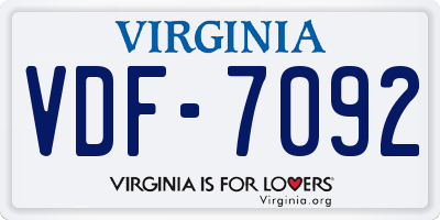VA license plate VDF7092