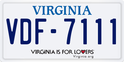 VA license plate VDF7111