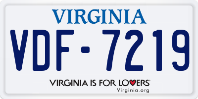 VA license plate VDF7219