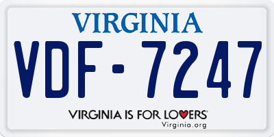VA license plate VDF7247