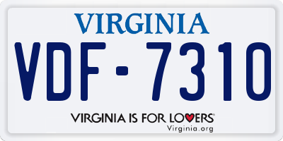 VA license plate VDF7310