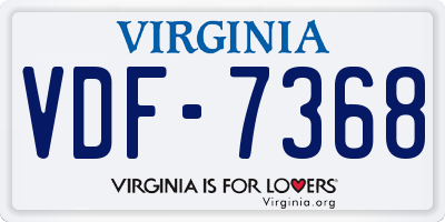 VA license plate VDF7368