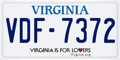 VA license plate VDF7372