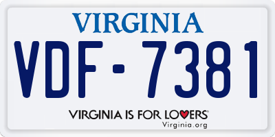 VA license plate VDF7381