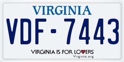 VA license plate VDF7443
