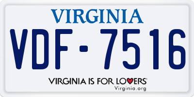 VA license plate VDF7516