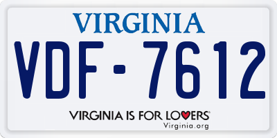 VA license plate VDF7612