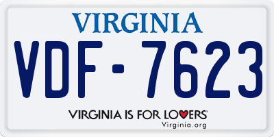 VA license plate VDF7623
