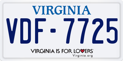 VA license plate VDF7725