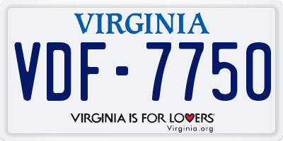 VA license plate VDF7750