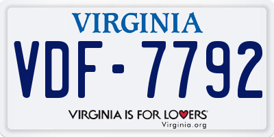 VA license plate VDF7792