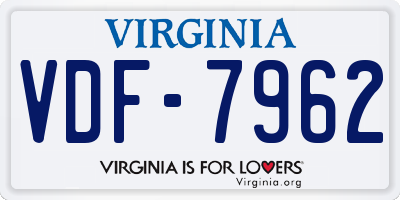 VA license plate VDF7962
