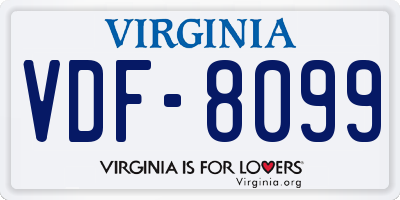 VA license plate VDF8099