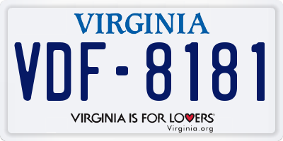 VA license plate VDF8181