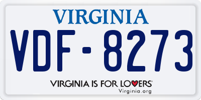 VA license plate VDF8273