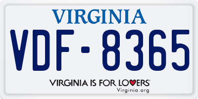 VA license plate VDF8365