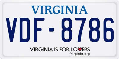 VA license plate VDF8786