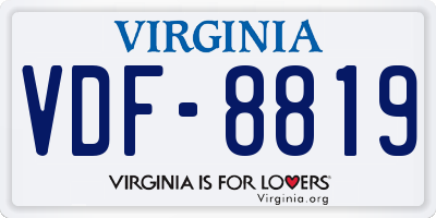 VA license plate VDF8819