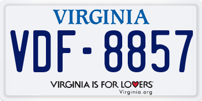 VA license plate VDF8857